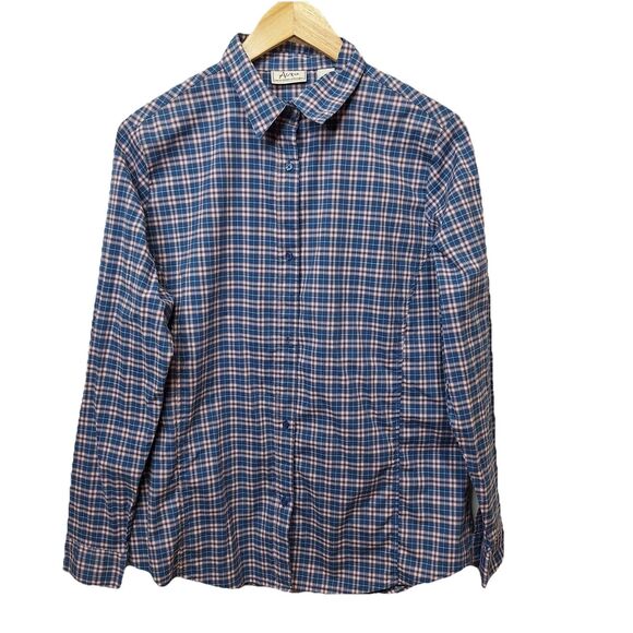 AURA by Wrangler Women's Long Sleeve Button Up Shirt Size XL Blue Pink Plaid‎ - Picture 1 of 8